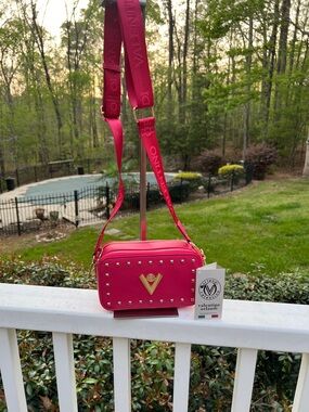 Valentino Orlandi NWT Hot Pink Studded Crossbody Bag with Gold Hardware